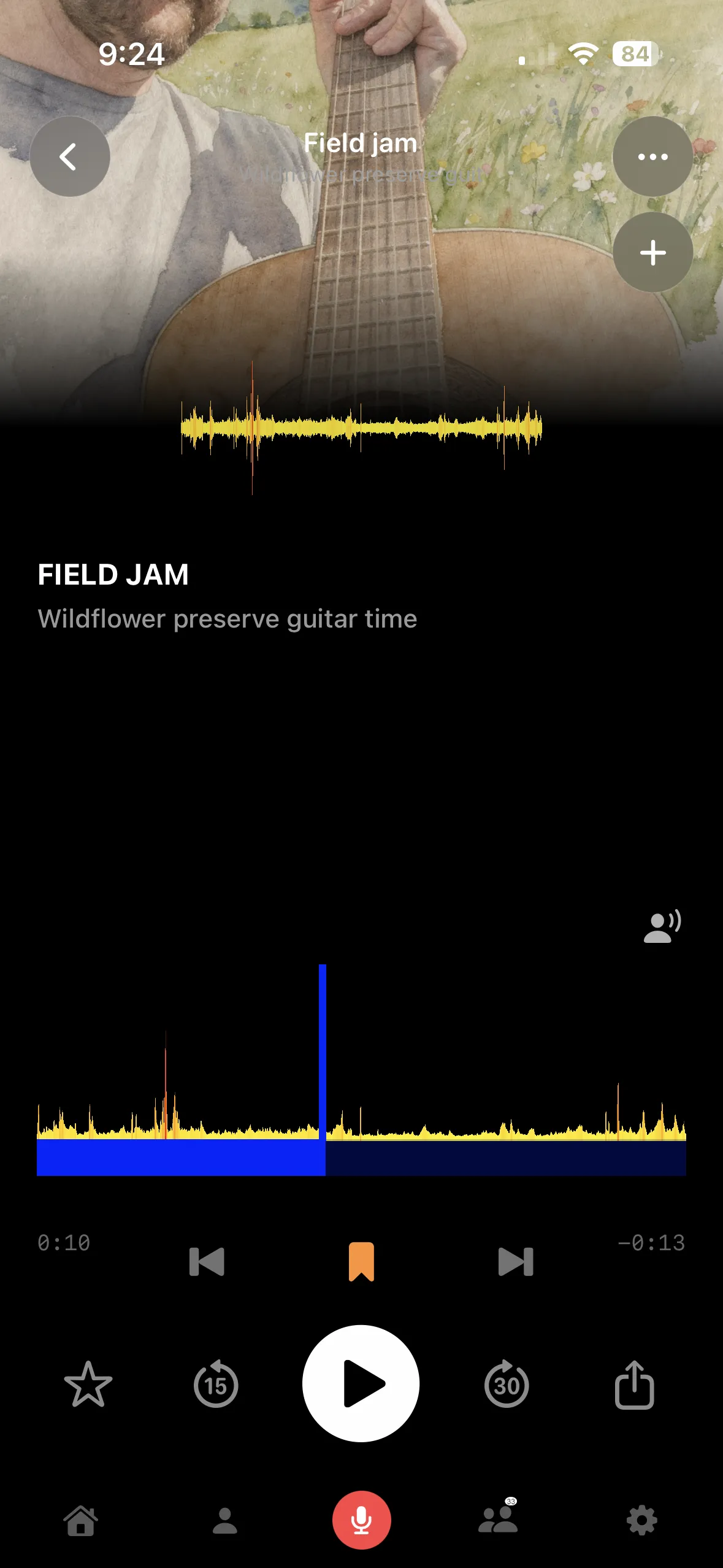 Jamlog playback screen
